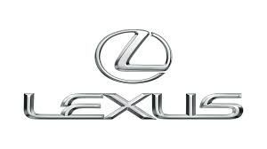 Silver Lexus logo with stylized L emblem above the brand name in chrome lettering.