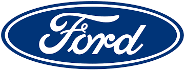 Blue oval Ford logo with white cursive lettering in the center.