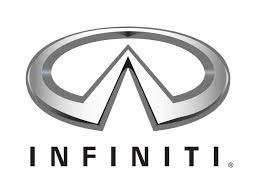 Infiniti logo with a silver emblem and the text 'Infiniti' in black underneath.